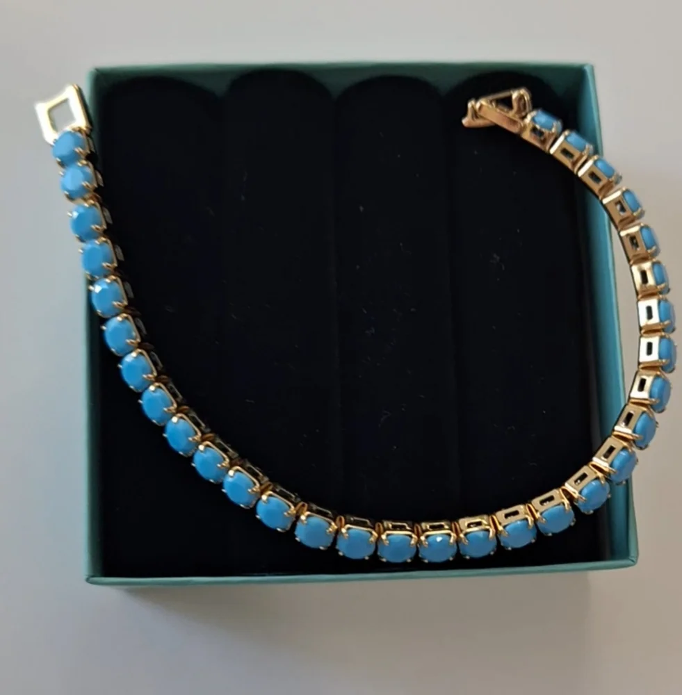 4mm turquoise diamond cut tennis bracelet - Picture 3 of 5